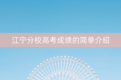 江宁分校高考成绩的简单介绍