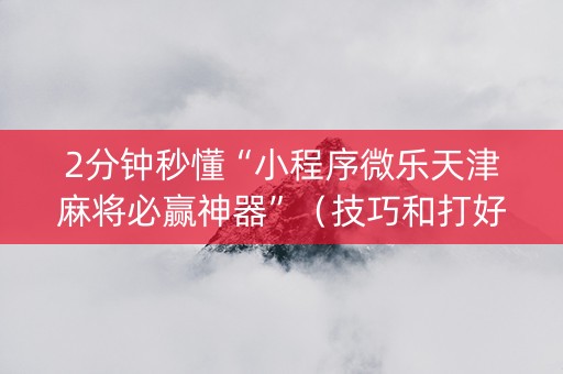 2分钟秒懂“小程序微乐天津麻将必赢神器”（技巧和打好牌方法)