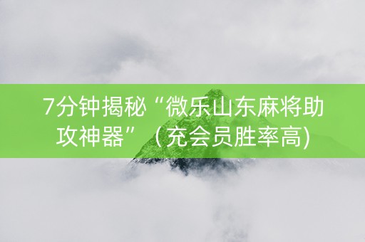 7分钟揭秘“微乐山东麻将助攻神器”（充会员胜率高)