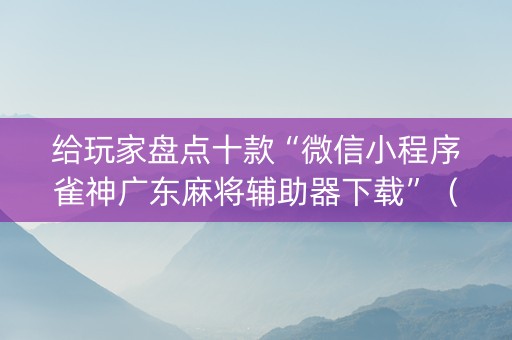 给玩家盘点十款“微信小程序雀神广东麻将辅助器下载”（充值会提高胜率么)