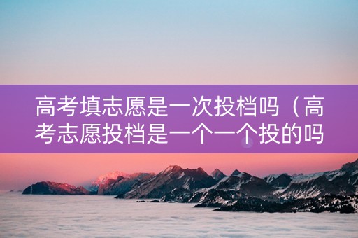 高考填志愿是一次投档吗（高考志愿投档是一个一个投的吗?）
