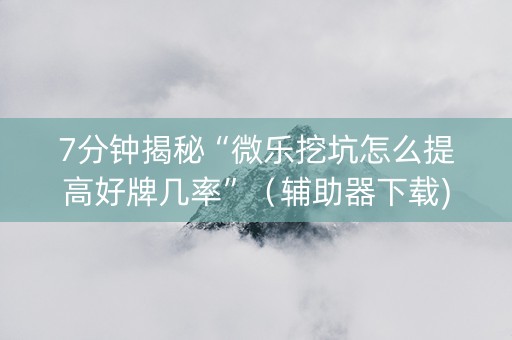 7分钟揭秘“微乐挖坑怎么提高好牌几率”（辅助器下载)