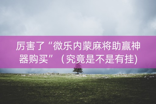 厉害了“微乐内蒙麻将助赢神器购买”（究竟是不是有挂)