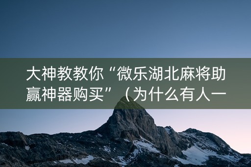 大神教教你“微乐湖北麻将助赢神器购买”（为什么有人一直赢)