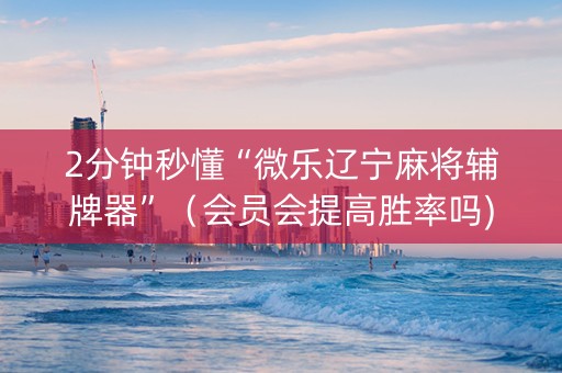 2分钟秒懂“微乐辽宁麻将辅牌器”（会员会提高胜率吗)