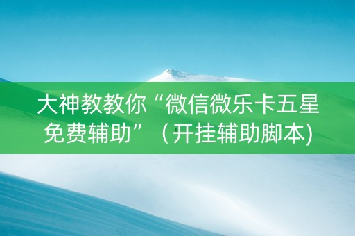 大神教教你“微信微乐卡五星免费辅助”（开挂辅助脚本)