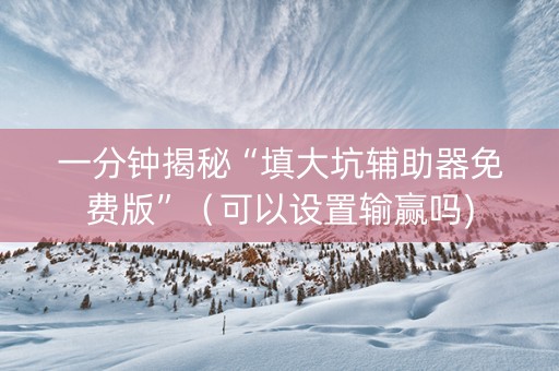 一分钟揭秘“填大坑辅助器免费版”（可以设置输赢吗)