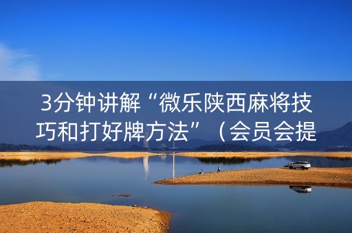 3分钟讲解“微乐陕西麻将技巧和打好牌方法”（会员会提高胜率吗)