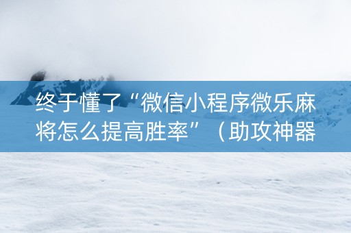 终于懂了“微信小程序微乐麻将怎么提高胜率”（助攻神器)