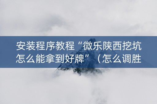 安装程序教程“微乐陕西挖坑怎么能拿到好牌”（怎么调胜率)