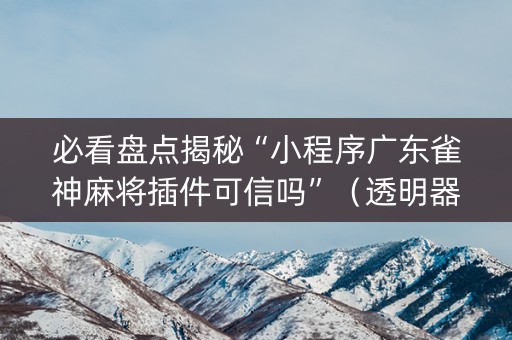 必看盘点揭秘“小程序广东雀神麻将插件可信吗”（透明器教程)