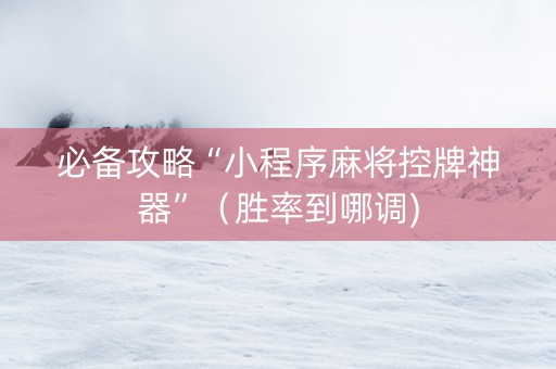 必备攻略“小程序麻将控牌神器”（胜率到哪调)