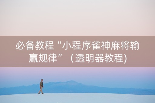 必备教程“小程序雀神麻将输赢规律”（透明器教程)