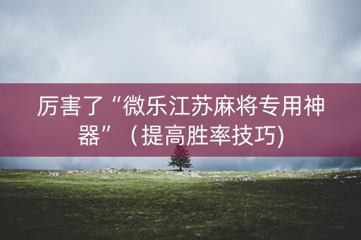 厉害了“微乐江苏麻将专用神器”（提高胜率技巧)
