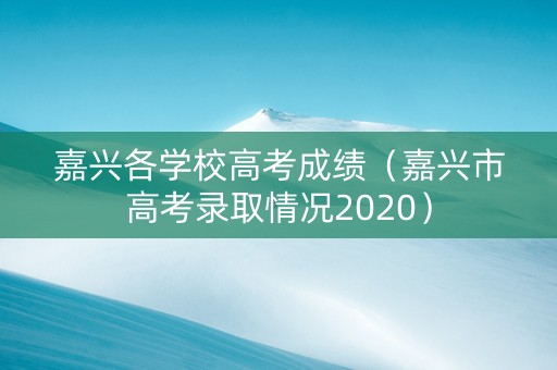 嘉兴各学校高考成绩（嘉兴市高考录取情况2020）