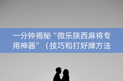一分钟揭秘“微乐陕西麻将专用神器”（技巧和打好牌方法)