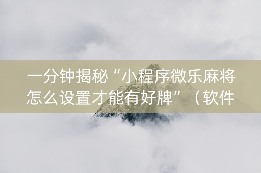 一分钟揭秘“小程序微乐麻将怎么设置才能有好牌”（软件出售)