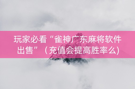 玩家必看“雀神广东麻将软件出售”（充值会提高胜率么)