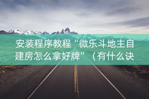 安装程序教程“微乐斗地主自建房怎么拿好牌”（有什么诀窍)