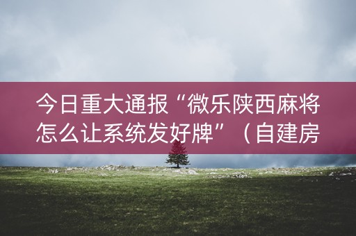 今日重大通报“微乐陕西麻将怎么让系统发好牌”（自建房怎么赢)