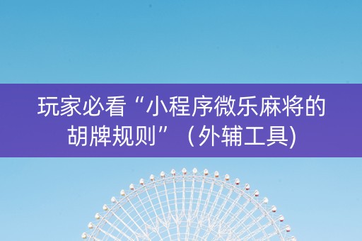 玩家必看“小程序微乐麻将的胡牌规则”（外辅工具)