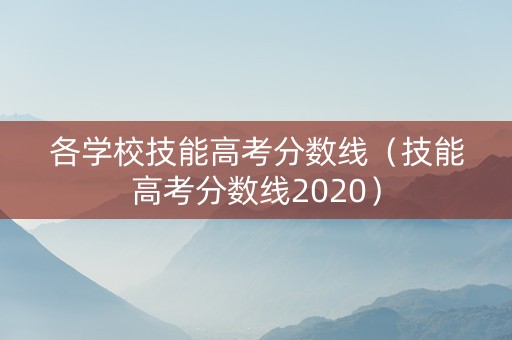 各学校技能高考分数线（技能高考分数线2020）