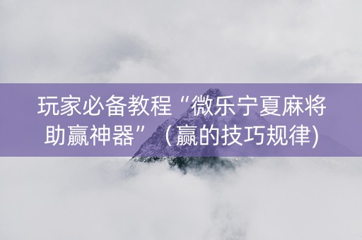 玩家必备教程“微乐宁夏麻将助赢神器”（赢的技巧规律)