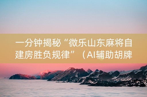 一分钟揭秘“微乐山东麻将自建房胜负规律”（AI辅助胡牌规则)