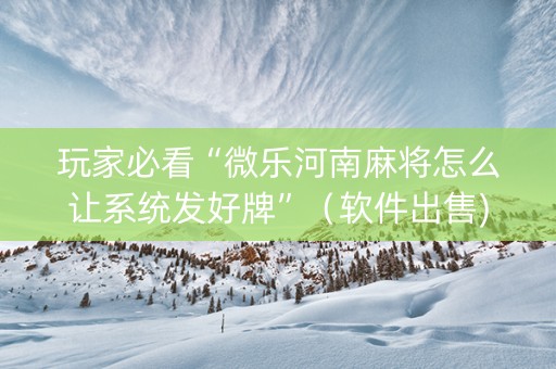 玩家必看“微乐河南麻将怎么让系统发好牌”（软件出售)