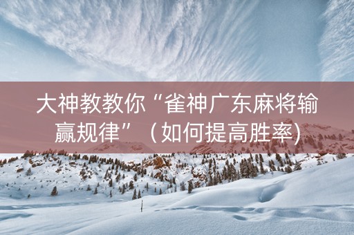 大神教教你“雀神广东麻将输赢规律”（如何提高胜率)