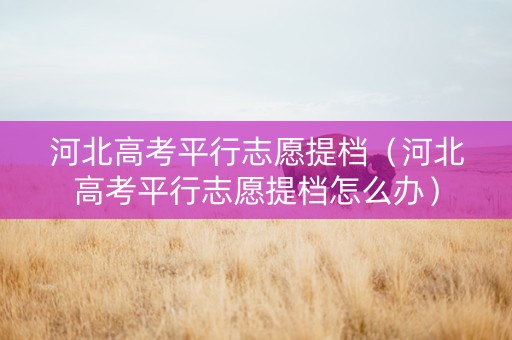 河北高考平行志愿提档（河北高考平行志愿提档怎么办）