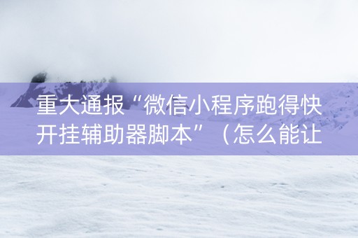 重大通报“微信小程序跑得快开挂辅助器脚本”（怎么能让牌好一点)