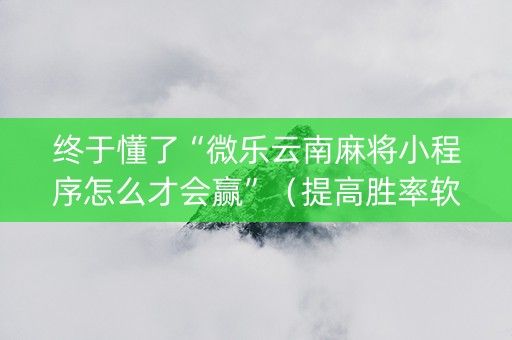 终于懂了“微乐云南麻将小程序怎么才会赢”（提高胜率软件)