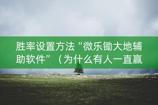 胜率设置方法“微乐锄大地辅助软件”（为什么有人一直赢)