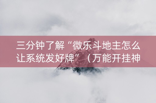 三分钟了解“微乐斗地主怎么让系统发好牌”（万能开挂神器)