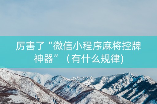 厉害了“微信小程序麻将控牌神器”（有什么规律)