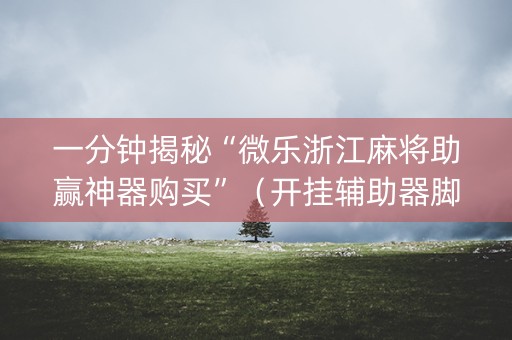 一分钟揭秘“微乐浙江麻将助赢神器购买”（开挂辅助器脚本)