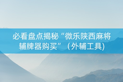 必看盘点揭秘“微乐陕西麻将辅牌器购买”（外辅工具)