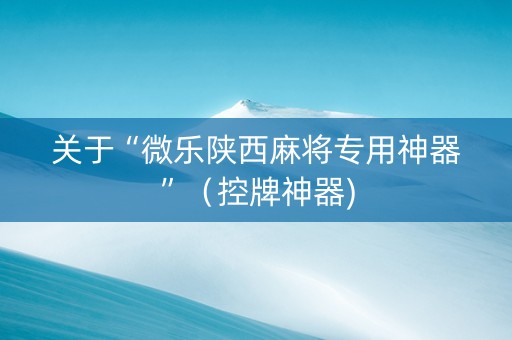 关于“微乐陕西麻将专用神器”（控牌神器)