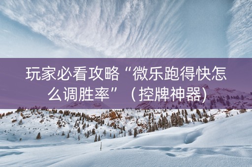 玩家必看攻略“微乐跑得快怎么调胜率”（控牌神器)