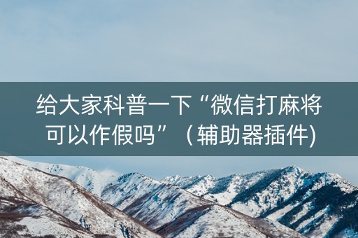 给大家科普一下“微信打麻将可以作假吗”（辅助器插件)