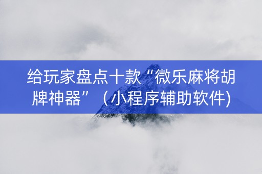 给玩家盘点十款“微乐麻将胡牌神器”（小程序辅助软件)