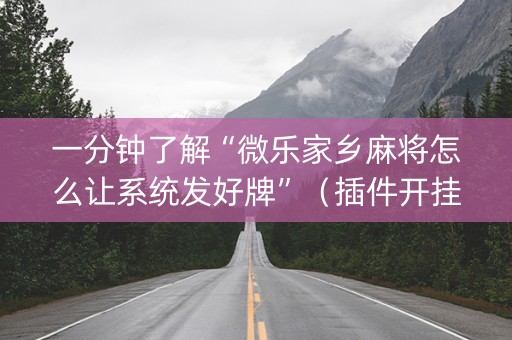 一分钟了解“微乐家乡麻将怎么让系统发好牌”（插件开挂免费AI)