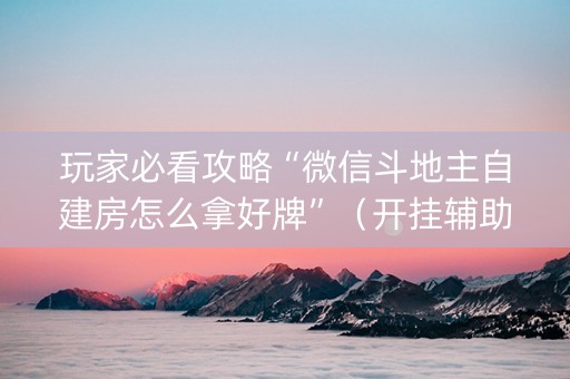 玩家必看攻略“微信斗地主自建房怎么拿好牌”（开挂辅助插件)