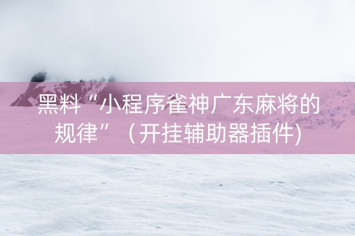 黑料“小程序雀神广东麻将的规律”（开挂辅助器插件)