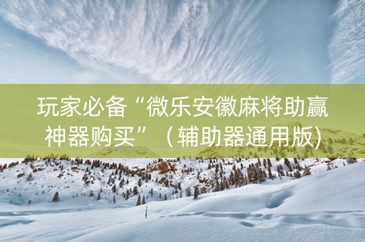 玩家必备“微乐安徽麻将助赢神器购买”（辅助器通用版)