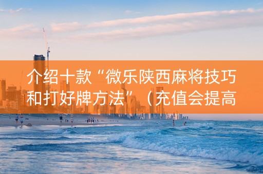 介绍十款“微乐陕西麻将技巧和打好牌方法”（充值会提高胜率么)