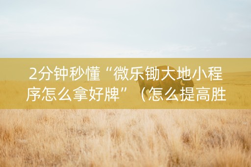 2分钟秒懂“微乐锄大地小程序怎么拿好牌”（怎么提高胜率)