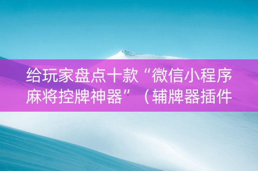 给玩家盘点十款“微信小程序麻将控牌神器”（辅牌器插件购买)