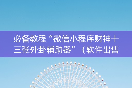 必备教程“微信小程序财神十三张外卦辅助器”（软件出售)